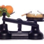 19716607 - smoking verses healthy life style studio cutout